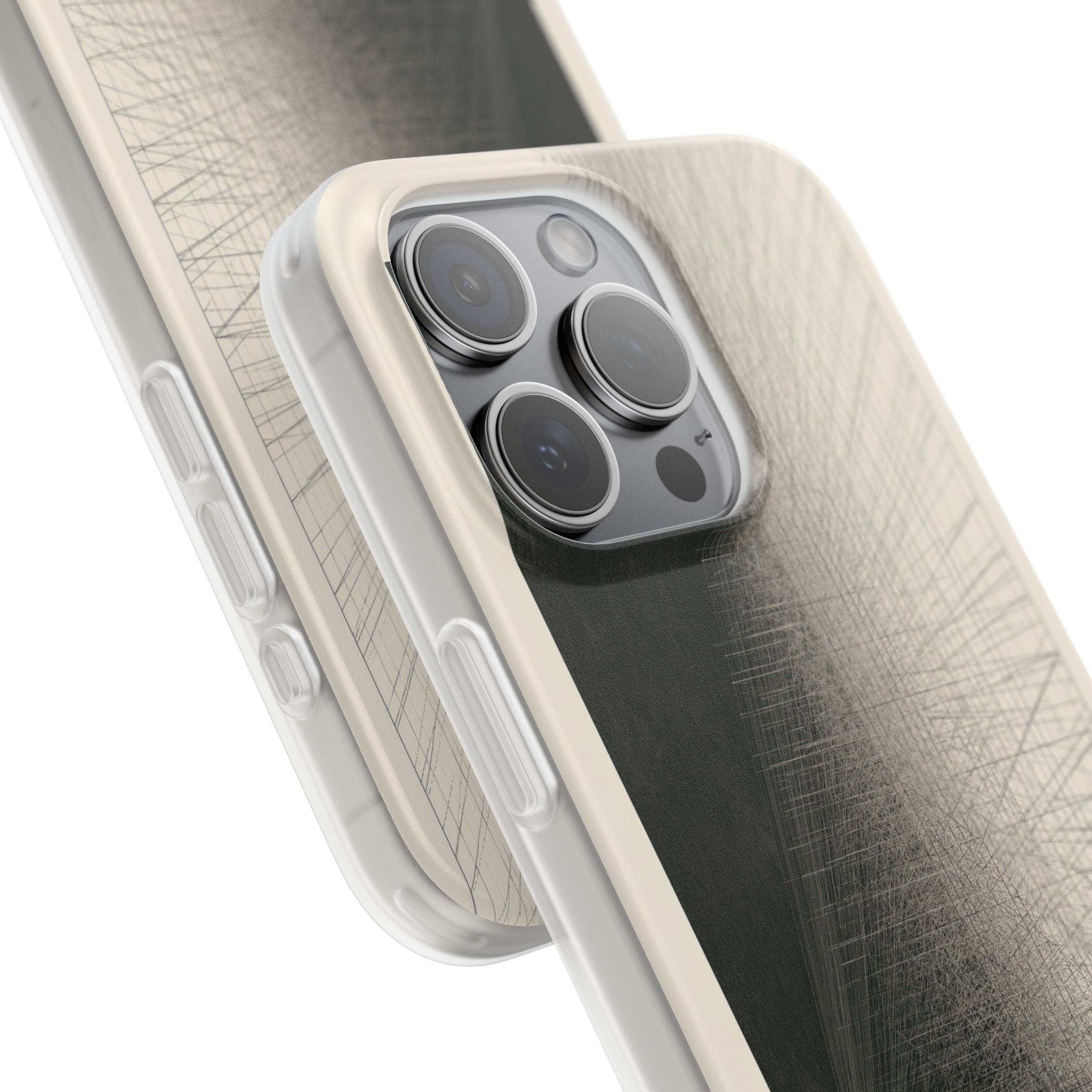 Beige Lite Phone Case for iPhone - Brutalist Graphite Grid