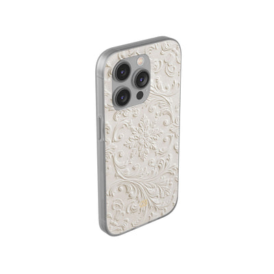 White Lite Phone Case for iPhone - Alabaster Floral Relief