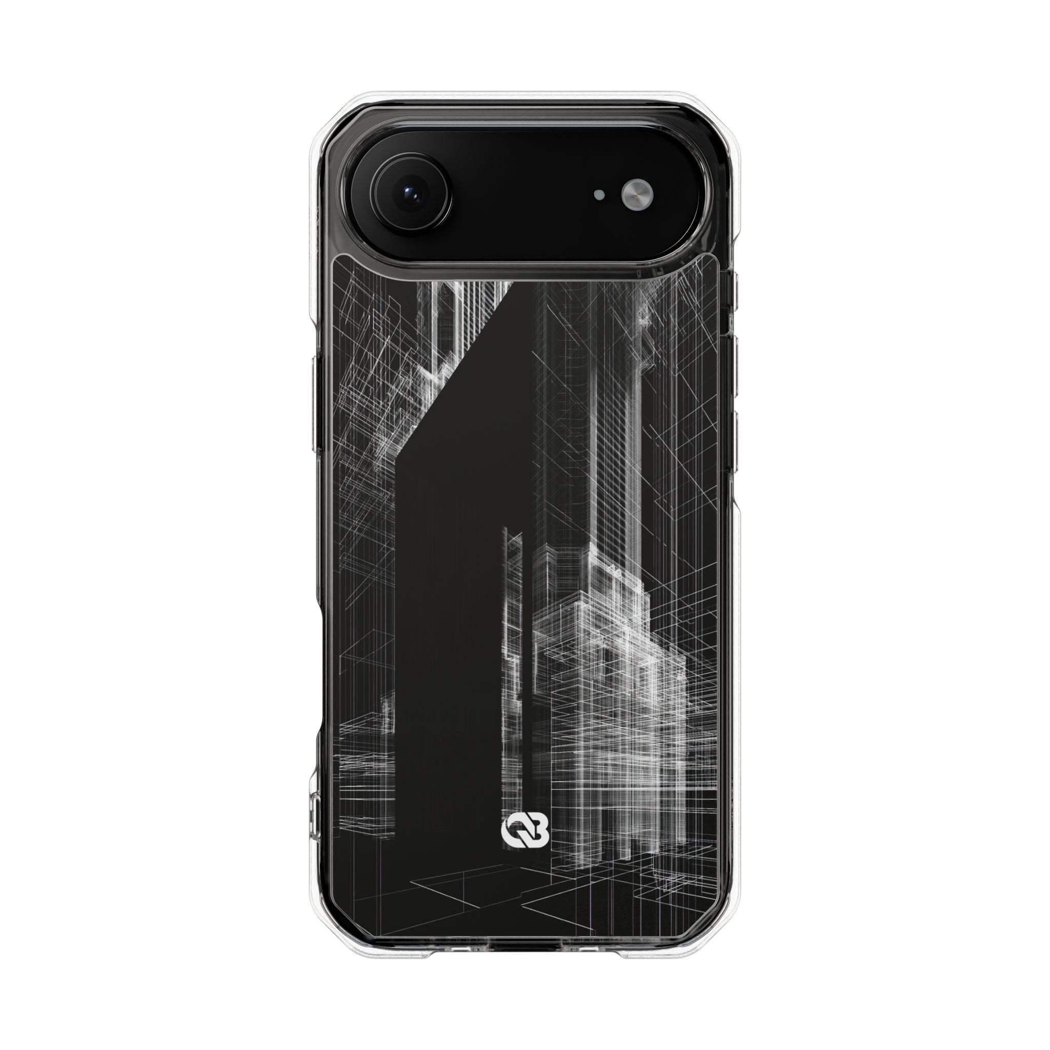 Black Impact MagSafe Phone Case for iPhone - Ghost Urban Wireframe