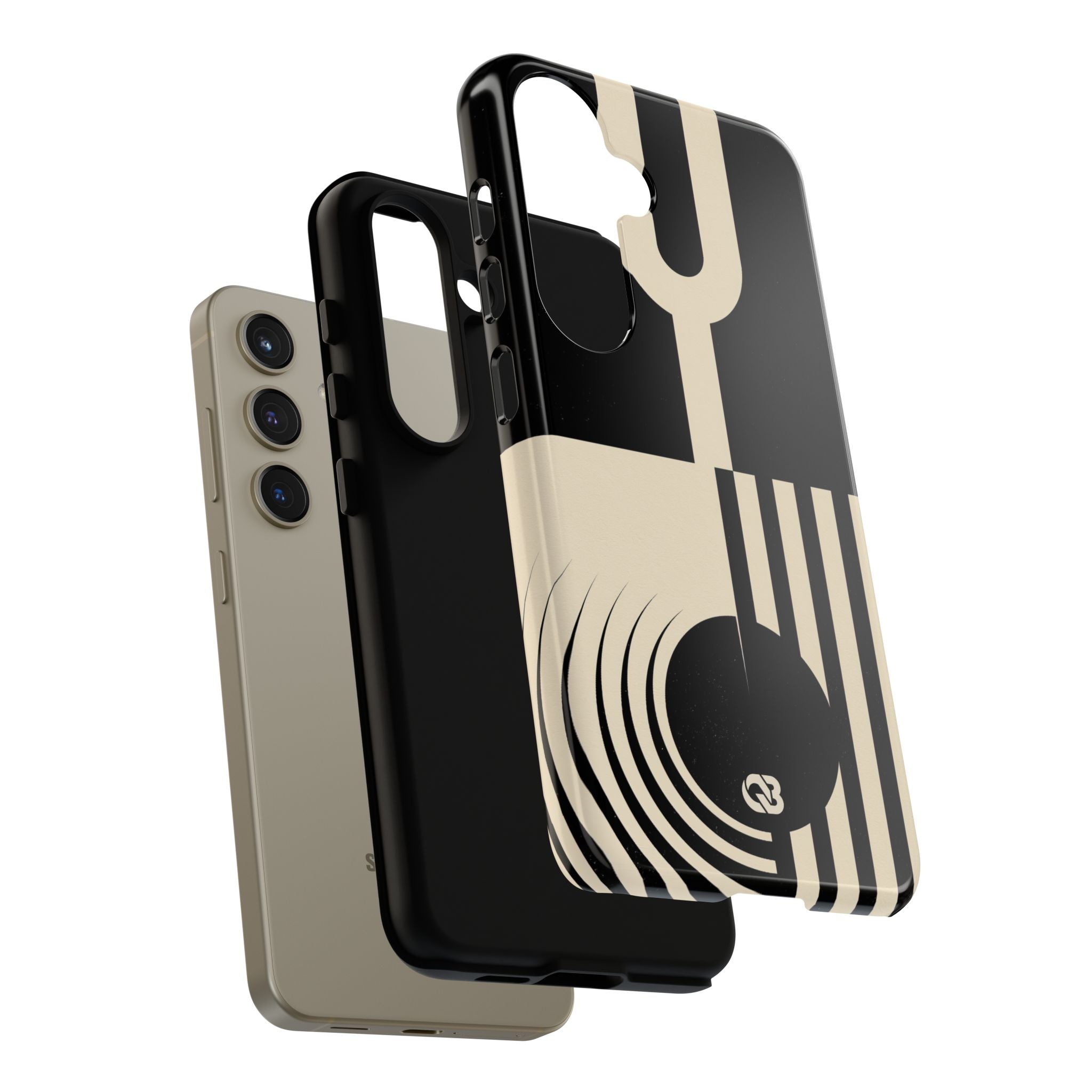 Black Tough Phone Case for Samsung - Ivory Signal Grid