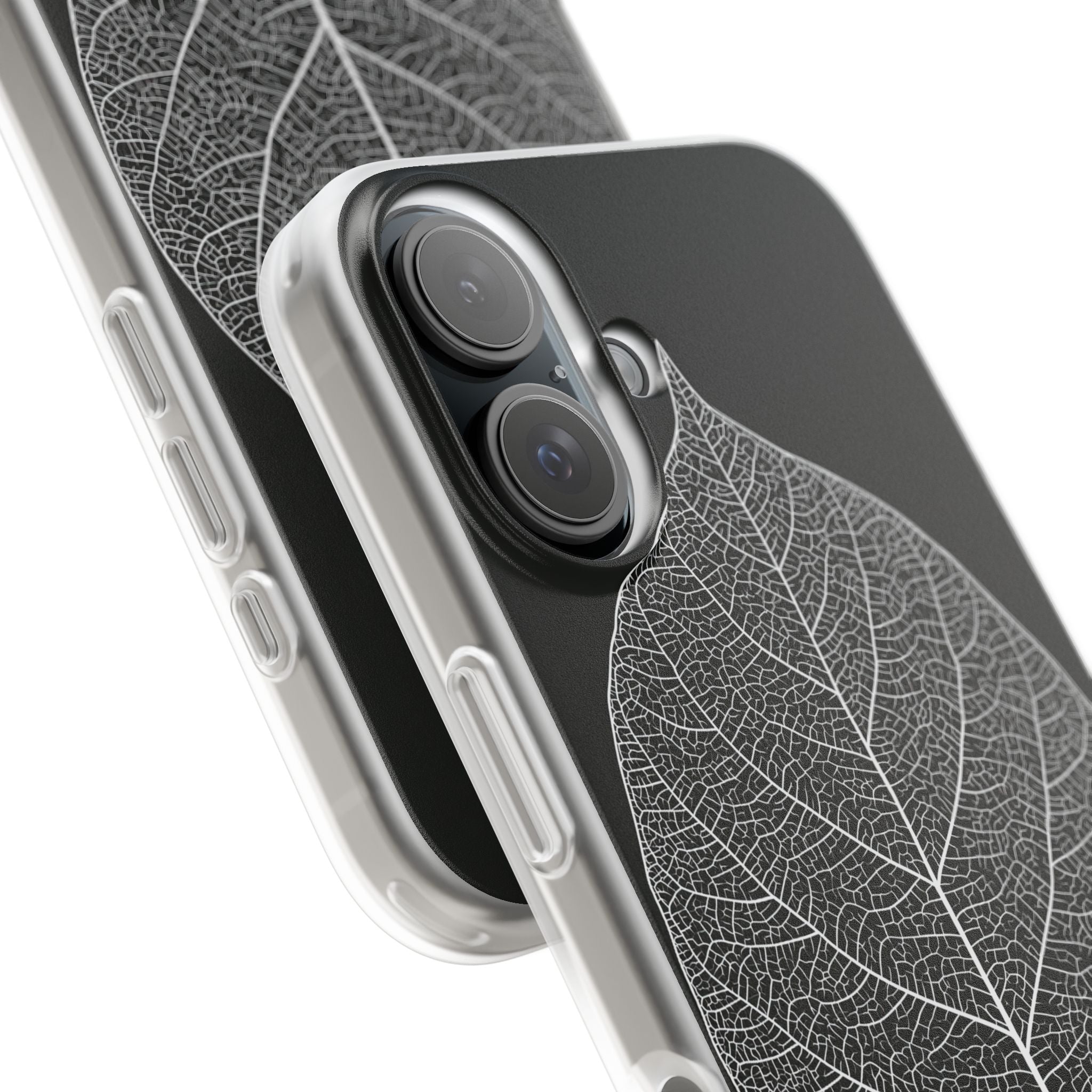 Black Lite Phone Case for iPhone - Bleached Leaf Lattice