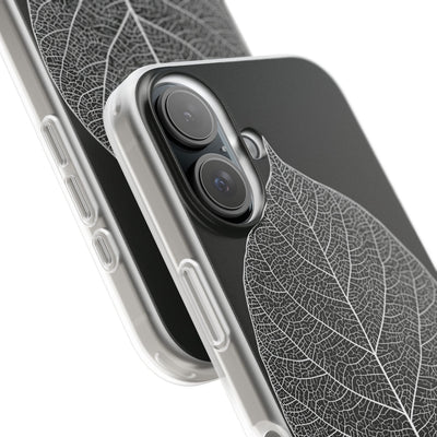 Black Lite Phone Case for iPhone - Bleached Leaf Lattice