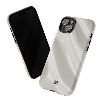 White Tough Phone Case for iPhone - Polished Ivory Wave