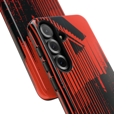 Red Tough Phone Case for Samsung - Crimson Brutalist Distortion