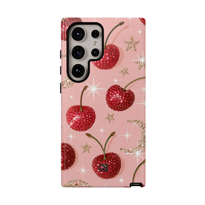 Bedazzled Ruby Cherries · Tough Phone Case for Samsung · Pink