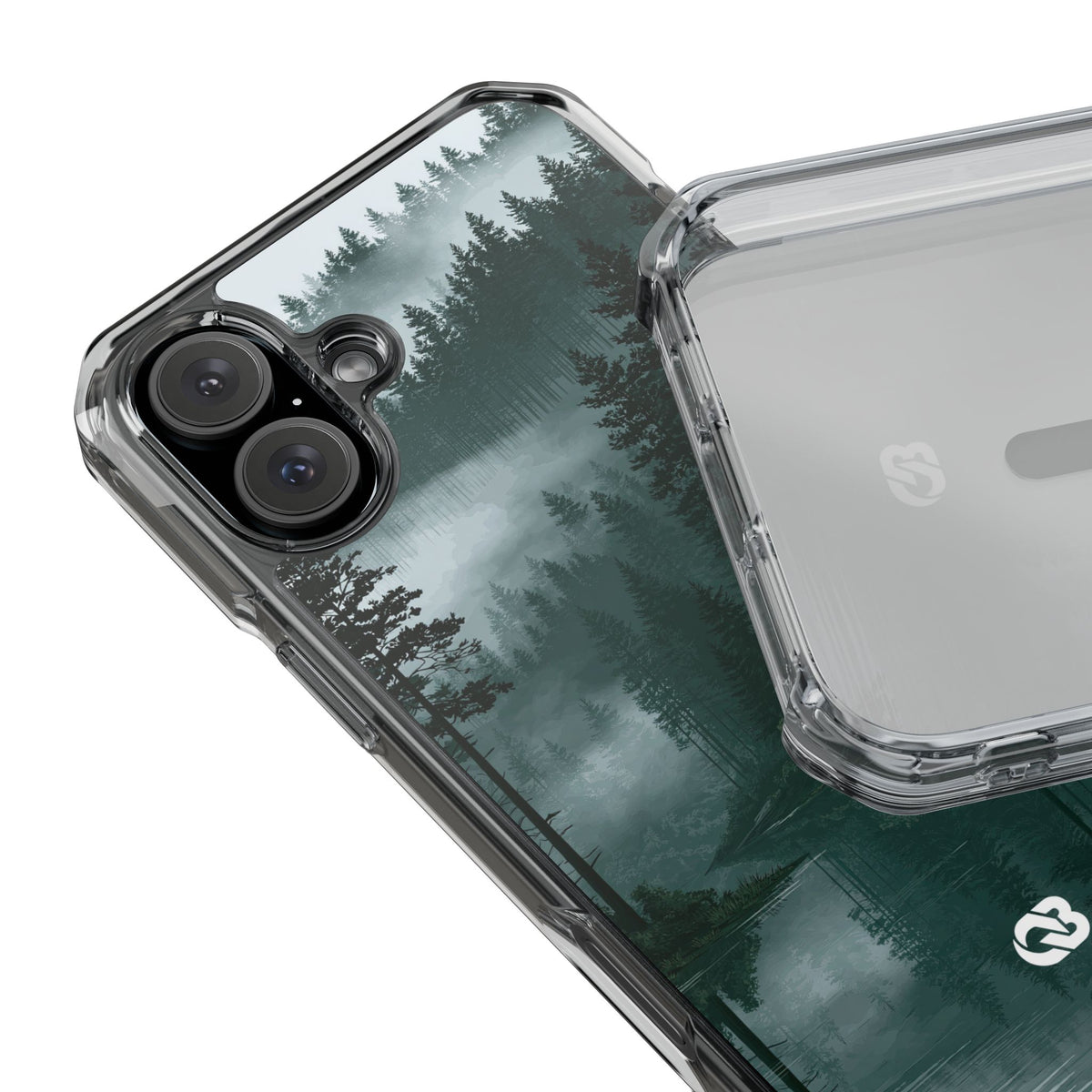 Misty Pine Reflections · Clear Impact Magnetic Phone Case for iPhone ·  Green