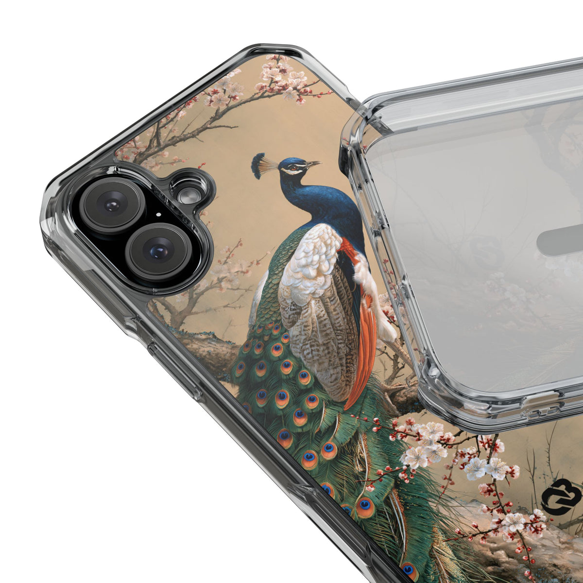 Imperial Peacock Blossom · Clear Impact Magnetic Phone Case for iPhone · Beige