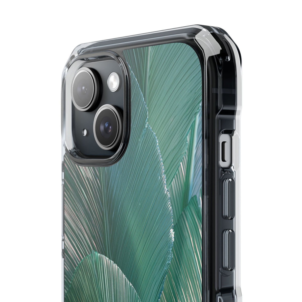 Translucent Fan Palm · Clear Impact Magnetic Phone Case for iPhone · Teal