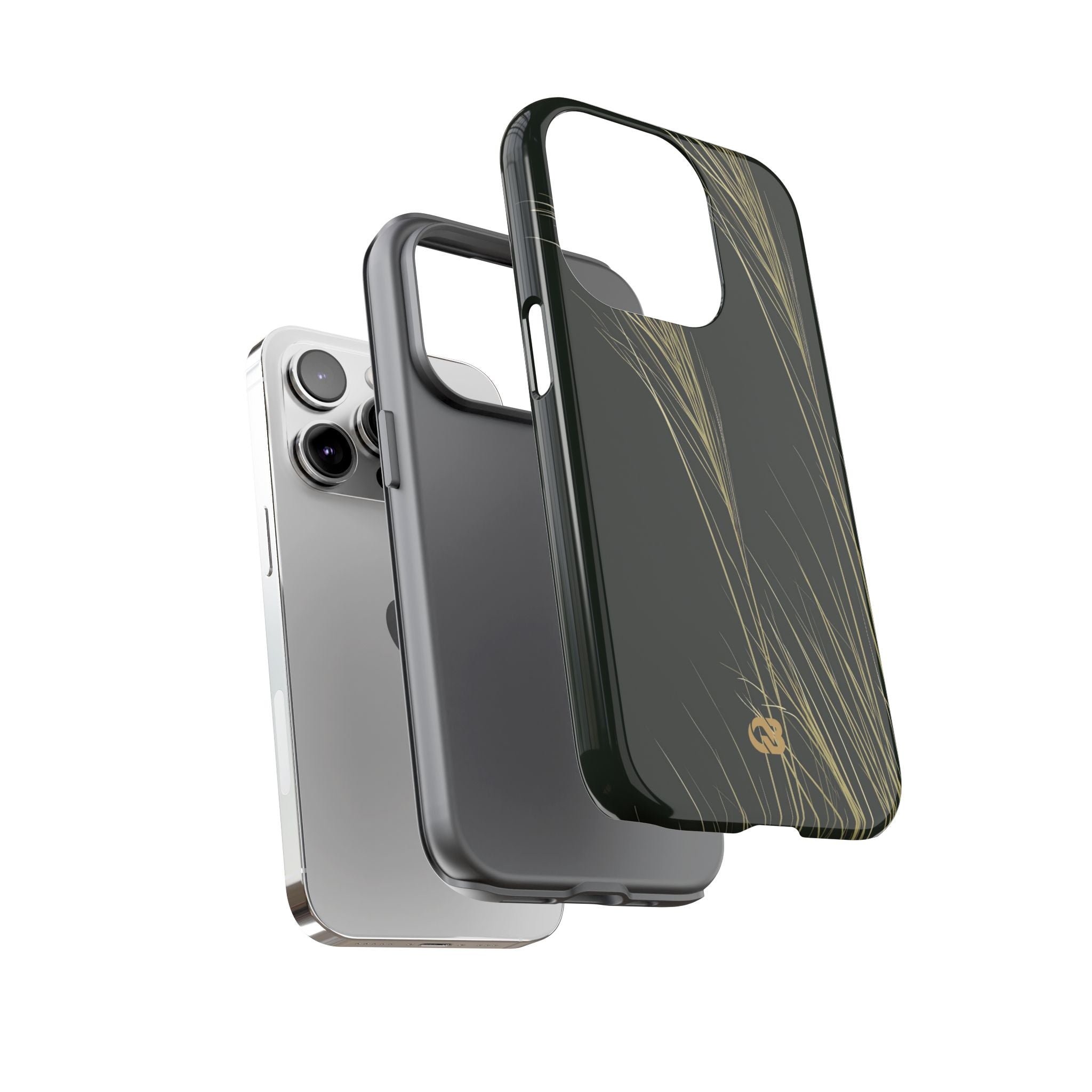 Green Tough Phone Case for iPhone - Midnight Gilded Grass