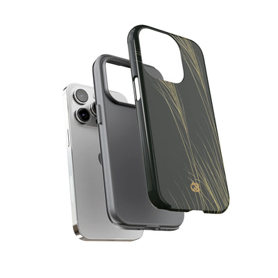 Green Tough Phone Case for iPhone - Midnight Gilded Grass