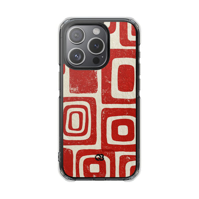Vermilion Block Motif · Clear Impact Magnetic Phone Case for iPhone · Red