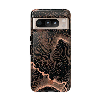 Orange Tough Phone Case for Google Pixel - Salmon Ridge Topo