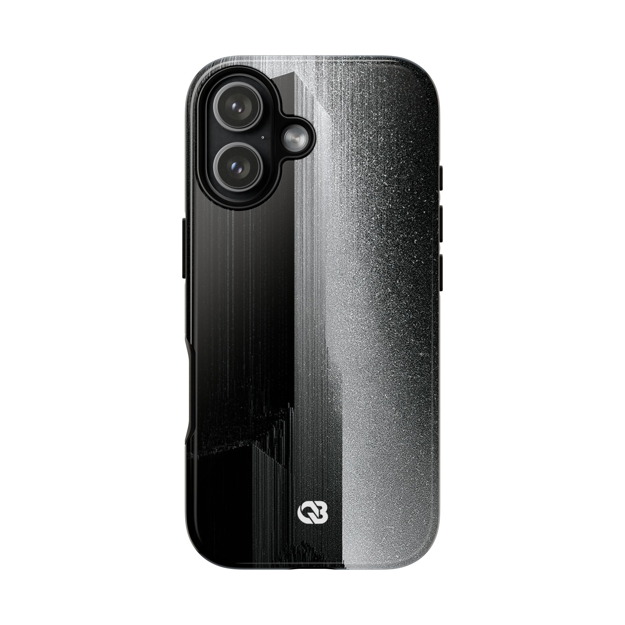 Black Tough Phone Case for iPhone - Brutalist Pixel Monolith