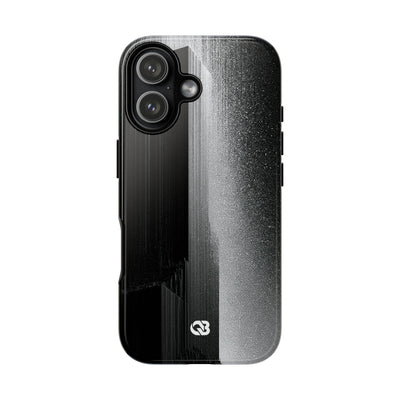 Black Tough Phone Case for iPhone - Brutalist Pixel Monolith