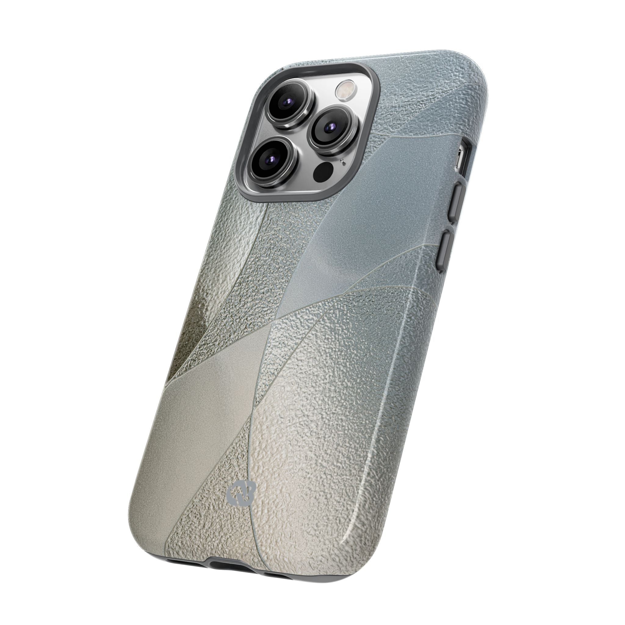 Silver Tough Phone Case for iPhone - Frosted Silver Mosaic