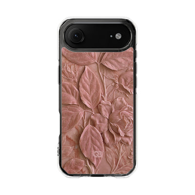 Blush Rose Relief · Clear Impact Magnetic Phone Case for iPhone · Pink