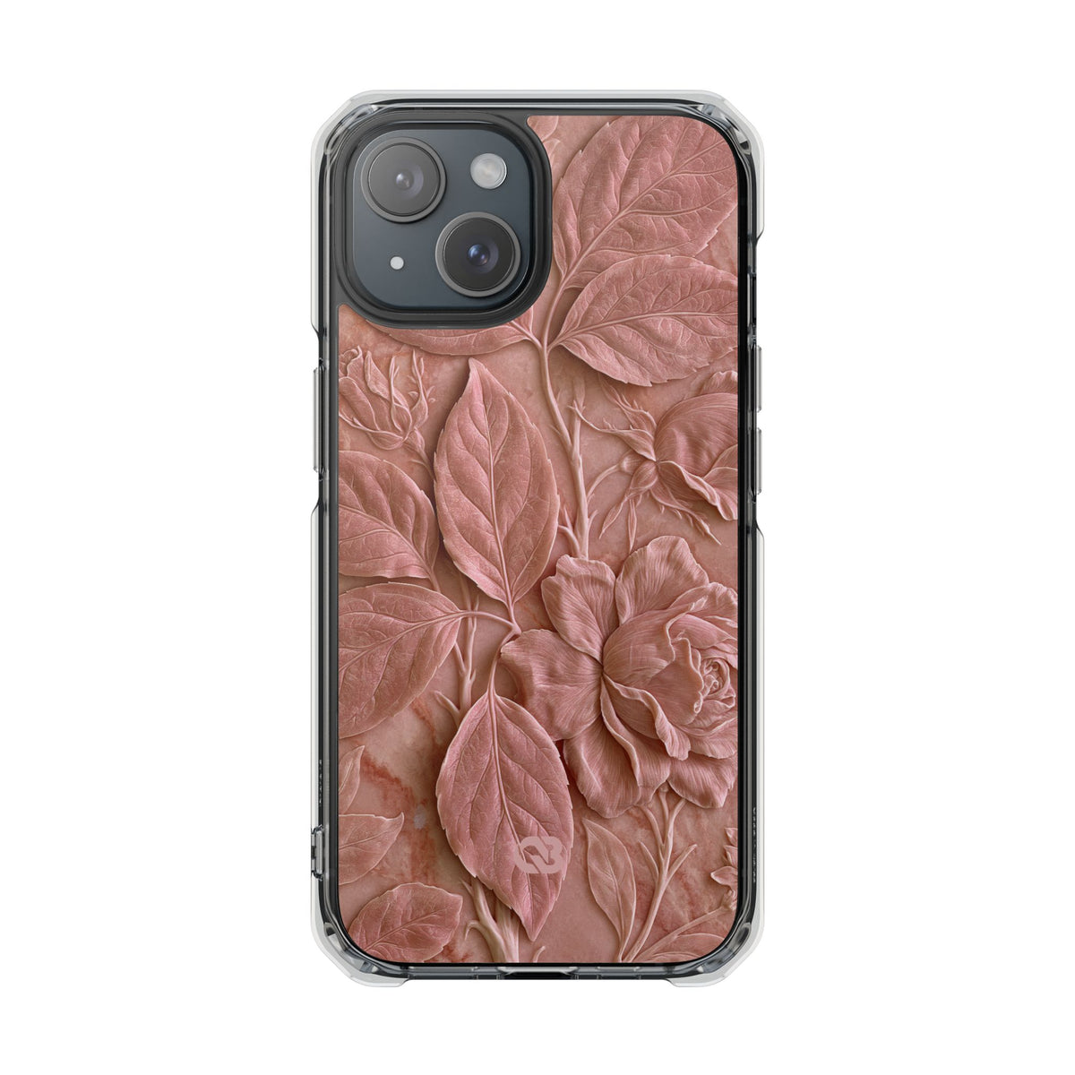 Blush Rose Relief · Clear Impact Magnetic Phone Case for iPhone · Pink