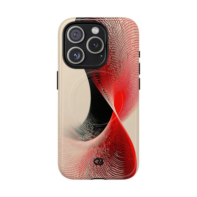 Red Tough 2.0 Magsafe Phone Case for iPhone - Crimson Grid Vortex