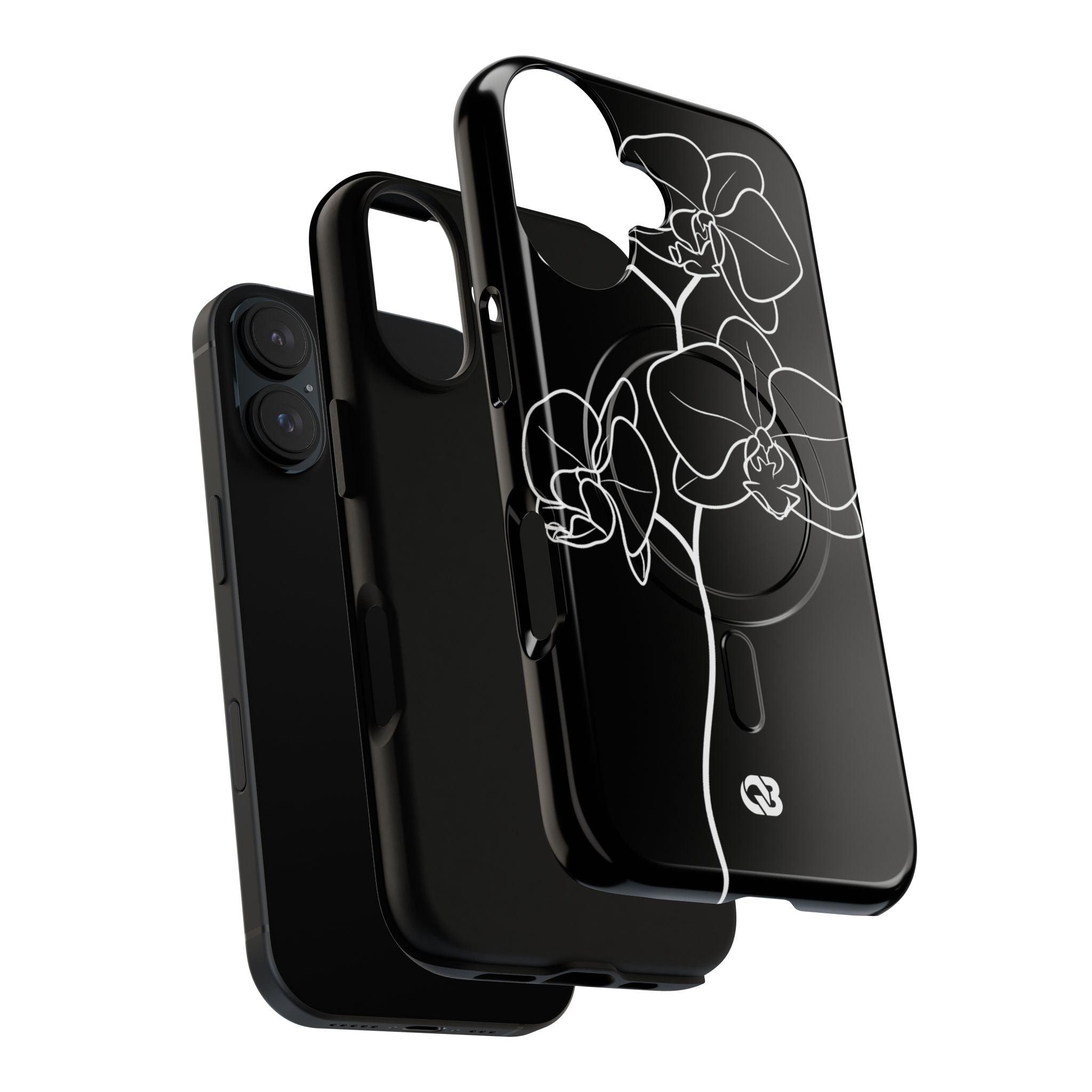Black Tough 2.0 Magsafe Phone Case for iPhone - Noir Alabaster Orchid