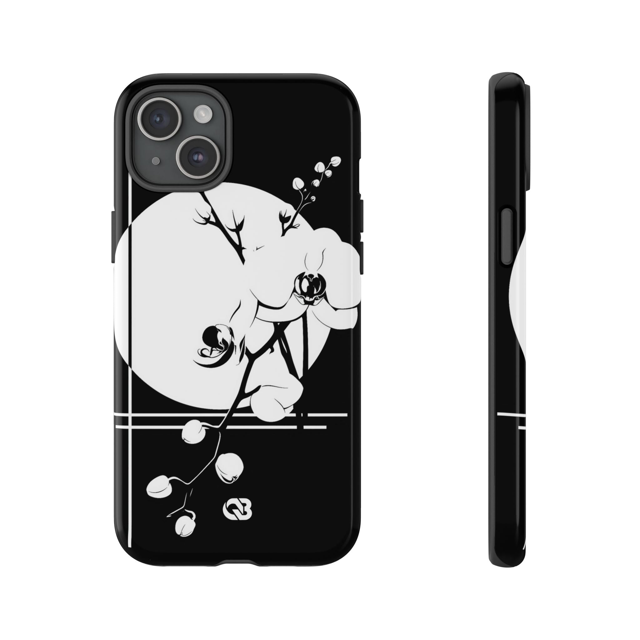 Black Tough Phone Case for iPhone - Lunar Orchid Grid