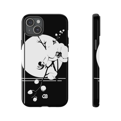 Black Tough Phone Case for iPhone - Lunar Orchid Grid