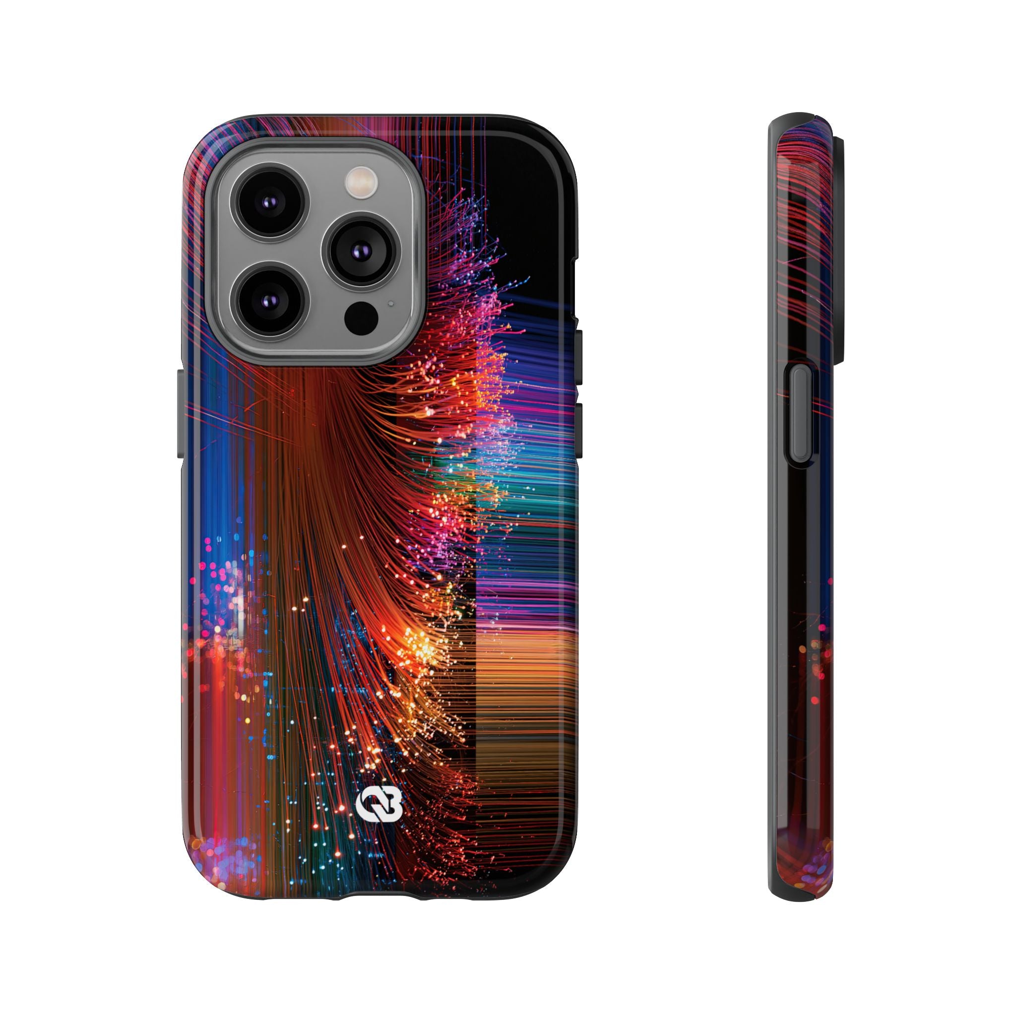 Black Tough Phone Case for iPhone - Cyber Optic Streak