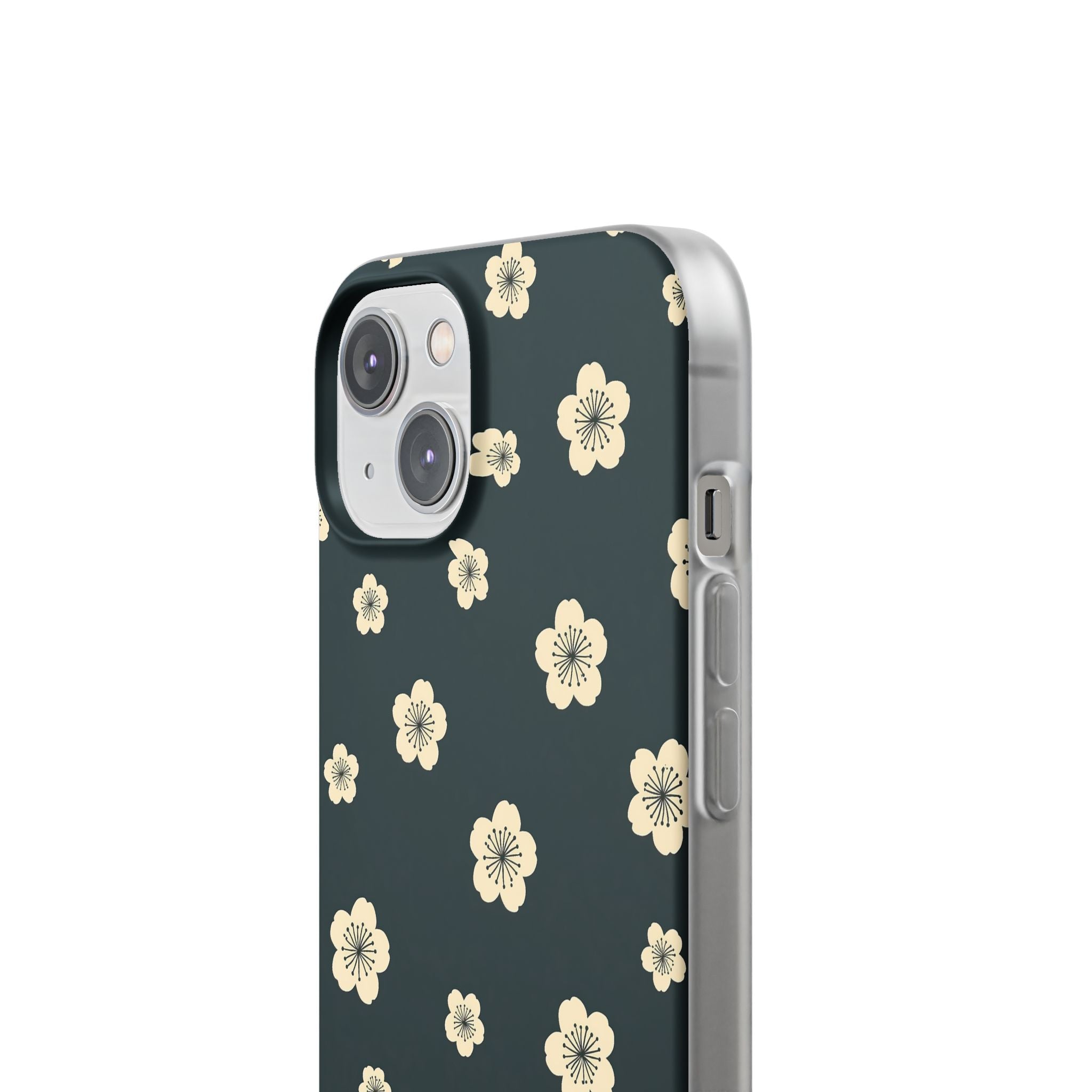 Teal Lite Phone Case for iPhone - Obsidian Cream Petals