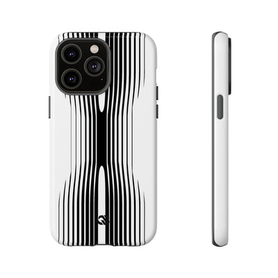 White Tough Phone Case for iPhone - Kinetic Mono Distortion