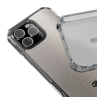 Grey Impact MagSafe Phone Case for iPhone - Brushed Nickel Linen