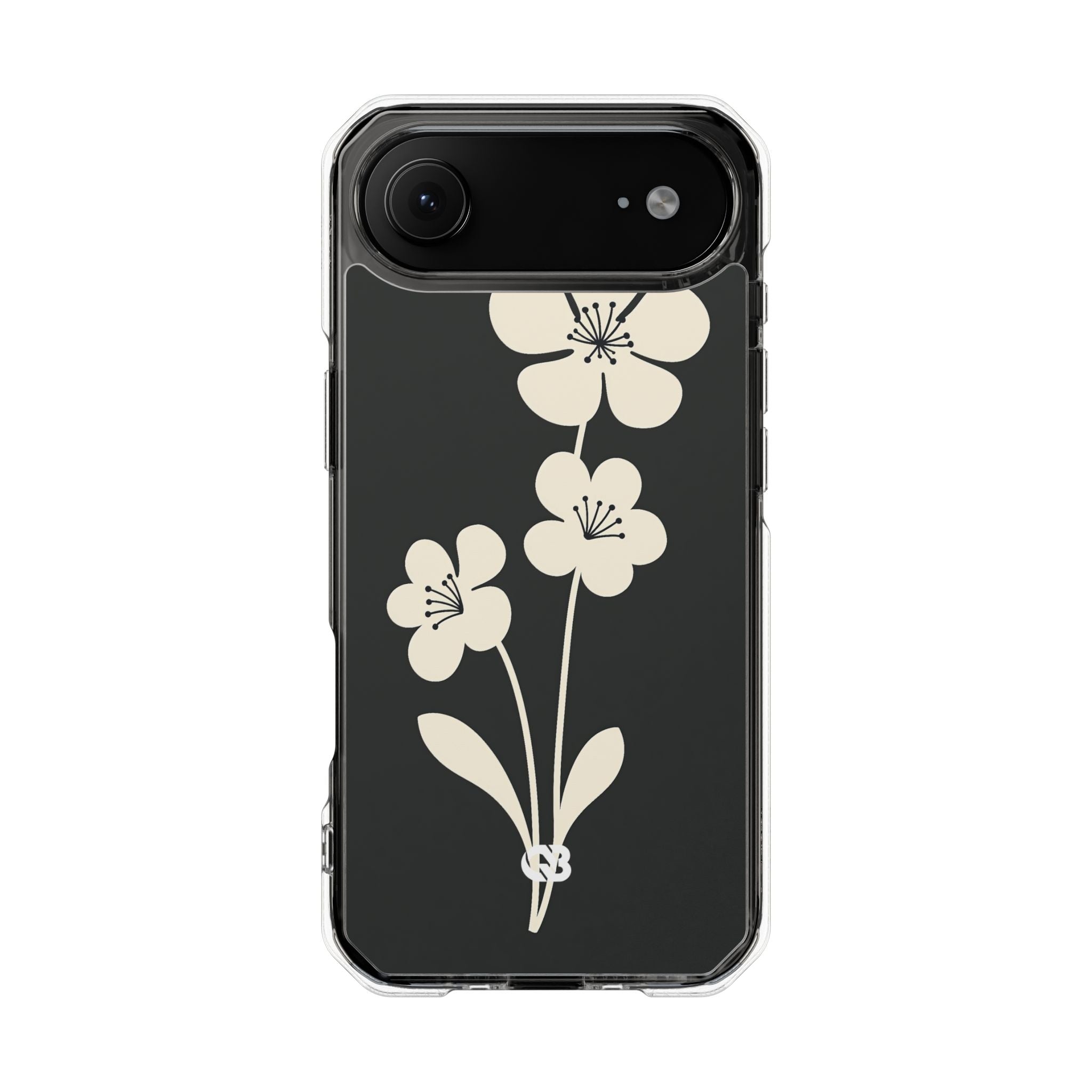 Black Impact MagSafe Phone Case for iPhone - Obsidian Cream Bloom