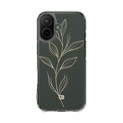 Minimal Botanical Stem · Clear Impact Magnetic Phone Case for iPhone ·  Green