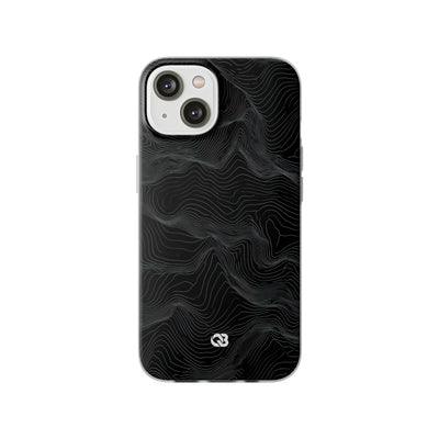 Black Lite Phone Case for iPhone - Obsidian Topo Wireframe