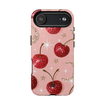 Bedazzled Ruby Cherries · Tough 2.0 Magnetic Phone Case for iPhone · Pink