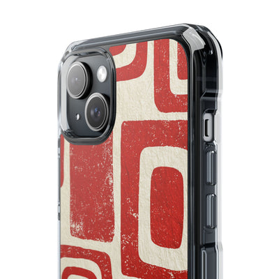 Vermilion Block Motif · Clear Impact Magnetic Phone Case for iPhone · Red