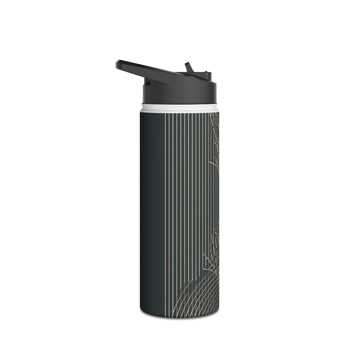 Botanical Crescent Linework · Insulated Water Bottle · Green