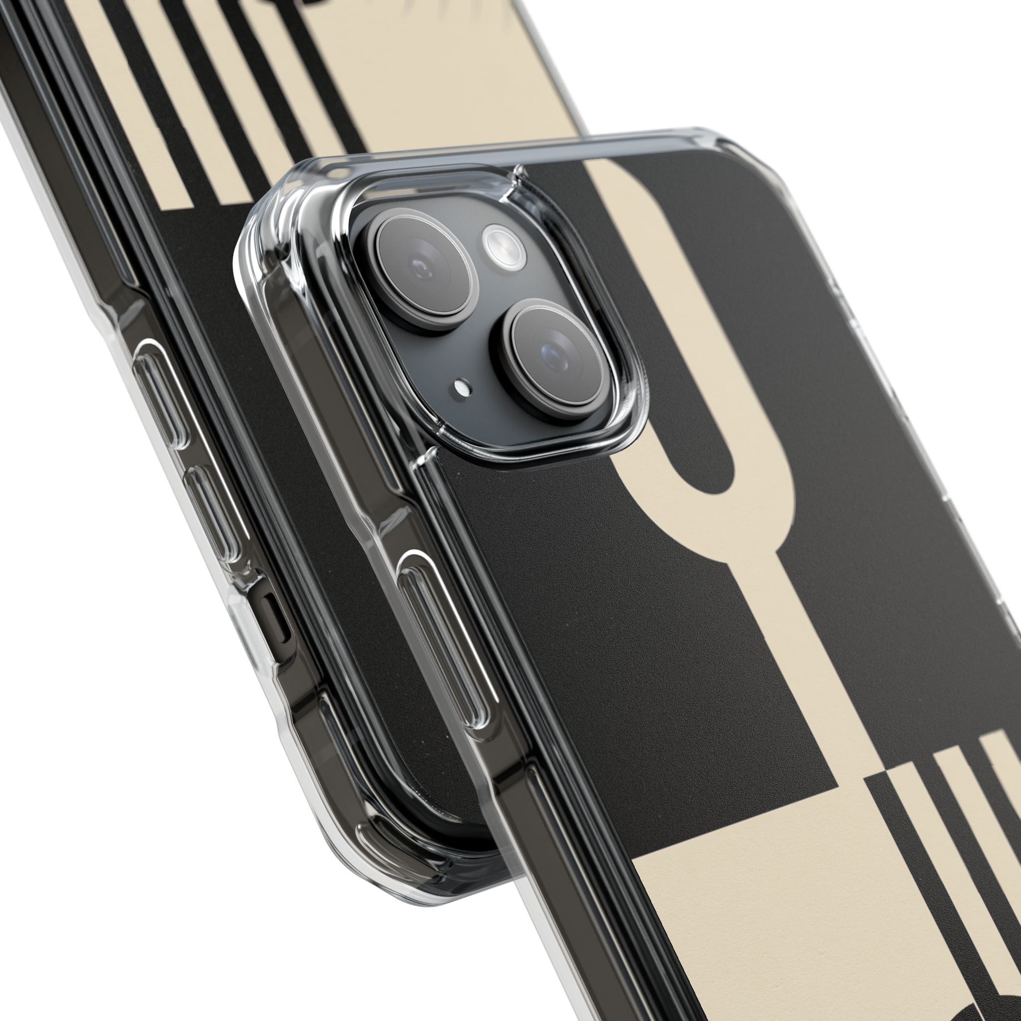 Black Impact MagSafe Phone Case for iPhone - Ivory Signal Grid