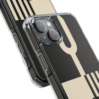 Black Impact MagSafe Phone Case for iPhone - Ivory Signal Grid