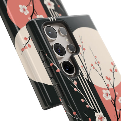 Black Tough Phone Case for Samsung - Kyoto Midnight Blossom