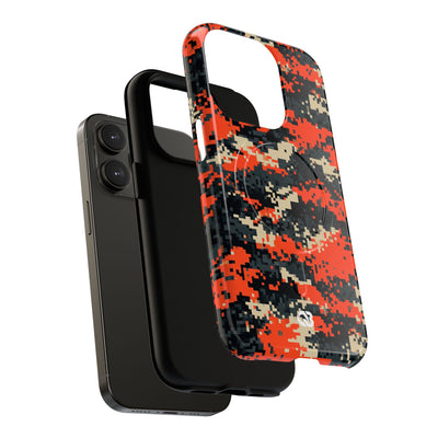 Signal Pixel Camo · Tough 2.0 Magnetic Phone Case for iPhone · Orange