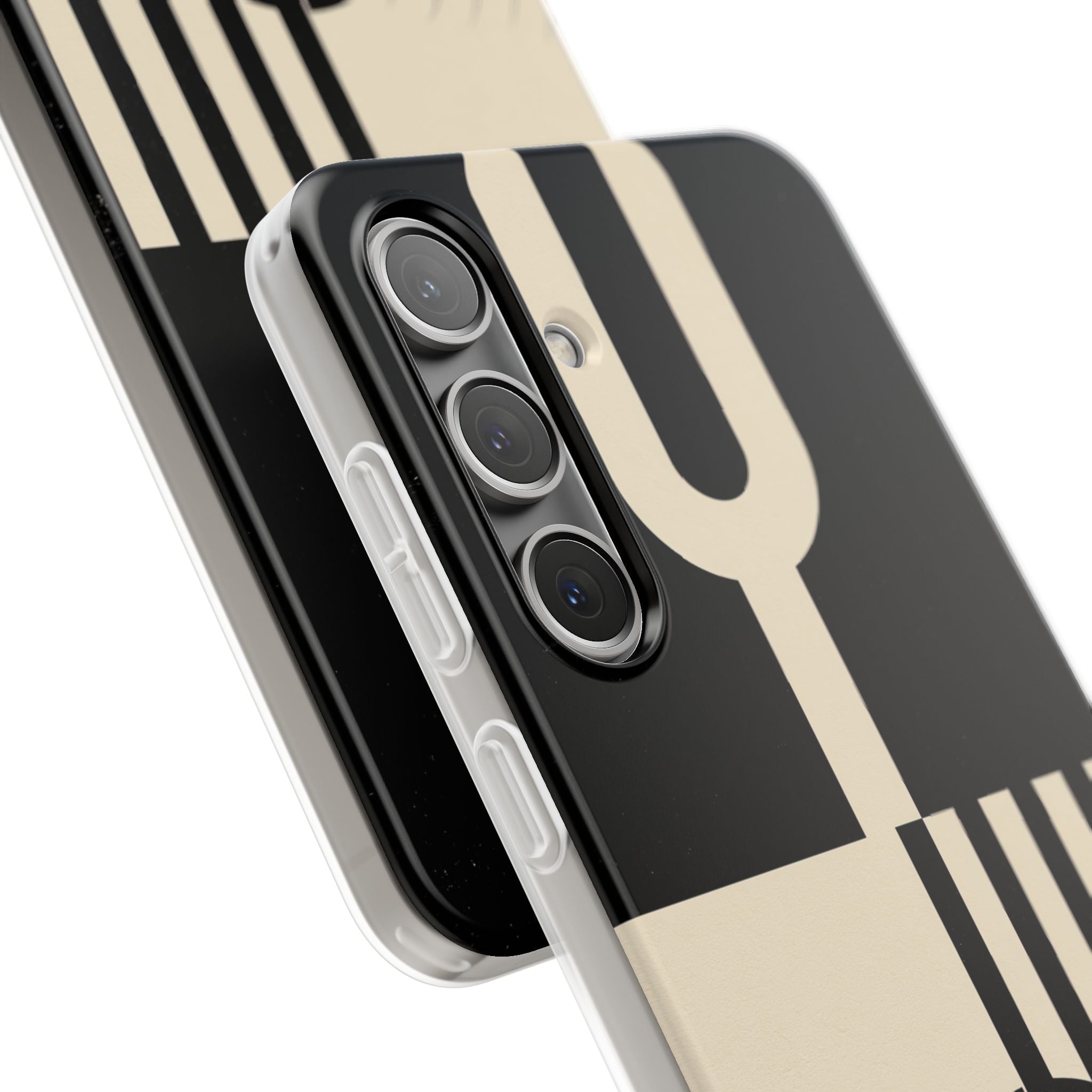 Black Lite Phone Case for Samsung - Ivory Signal Grid