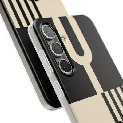 Black Lite Phone Case for Samsung - Ivory Signal Grid