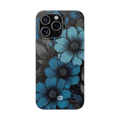 Obsidian Blue Petals · Soft Phone Case for iPhone