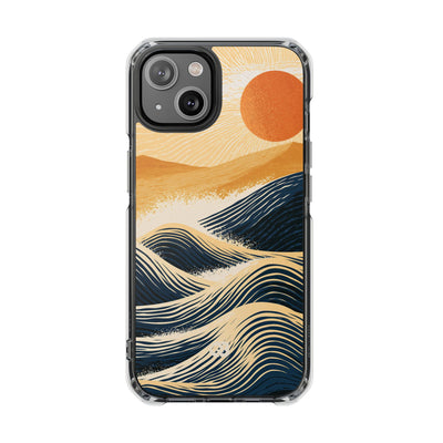 Golden Horizon Waves · Clear Impact Magnetic Phone Case for iPhone ·  Blue