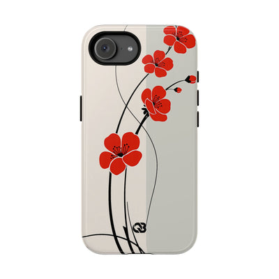 Scarlet Bloom Minimal · Tough Phone Case for iPhone · Red