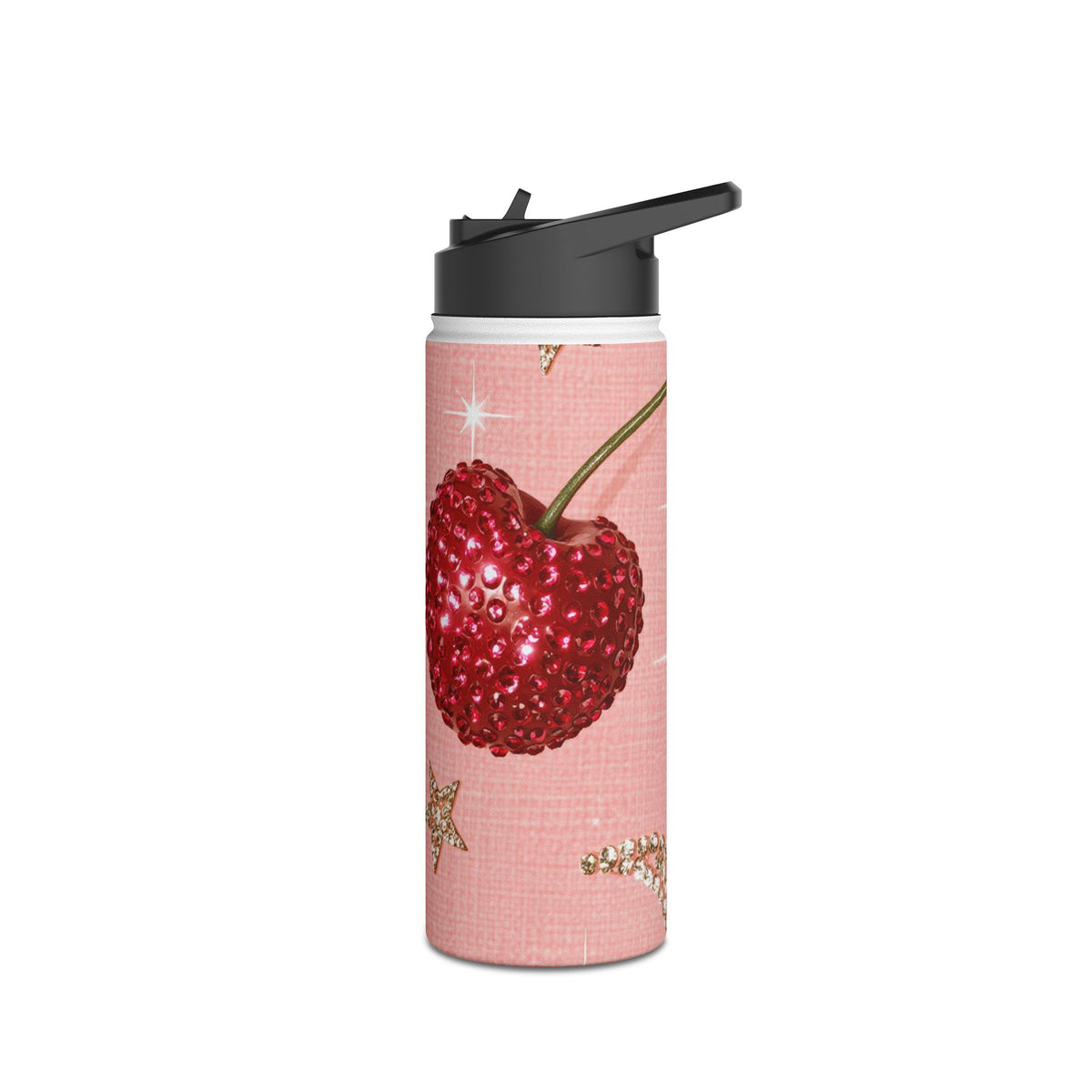 Bedazzled Ruby Cherries · Insulated Water Bottle · Pink