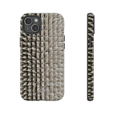Beige Tough Phone Case for iPhone - Bone Spiked Grid