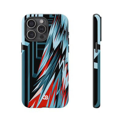Blue Tough Phone Case for iPhone - Glitch Peak Cyan