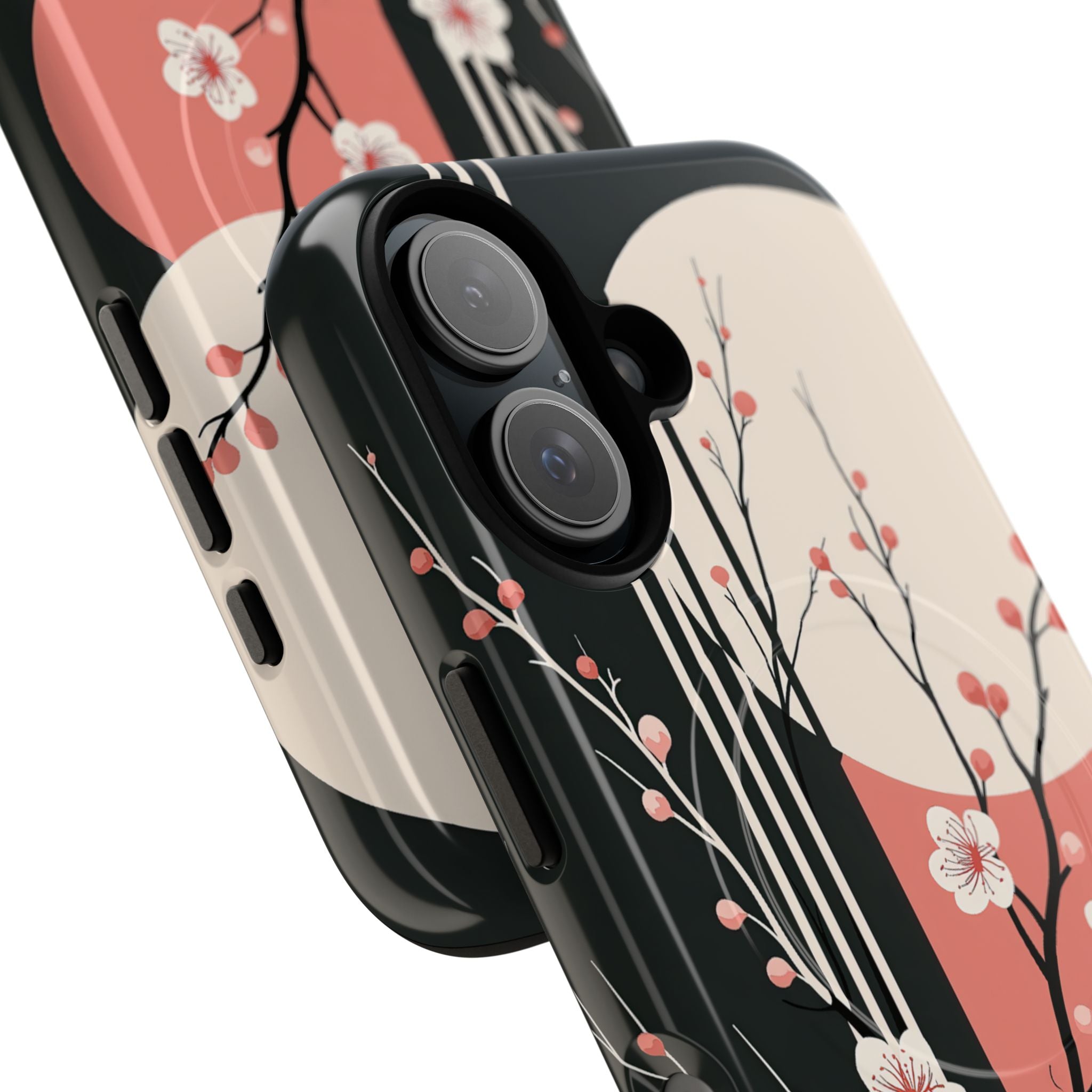 Black Tough 2.0 Magsafe Phone Case for iPhone - Kyoto Midnight Blossom