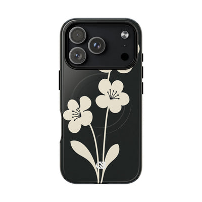Black Tough 2.0 Magsafe Phone Case for iPhone - Obsidian Cream Bloom