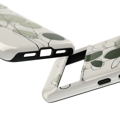 Green Tough Phone Case for Google Pixel - Muted Eucalyptus Sketch